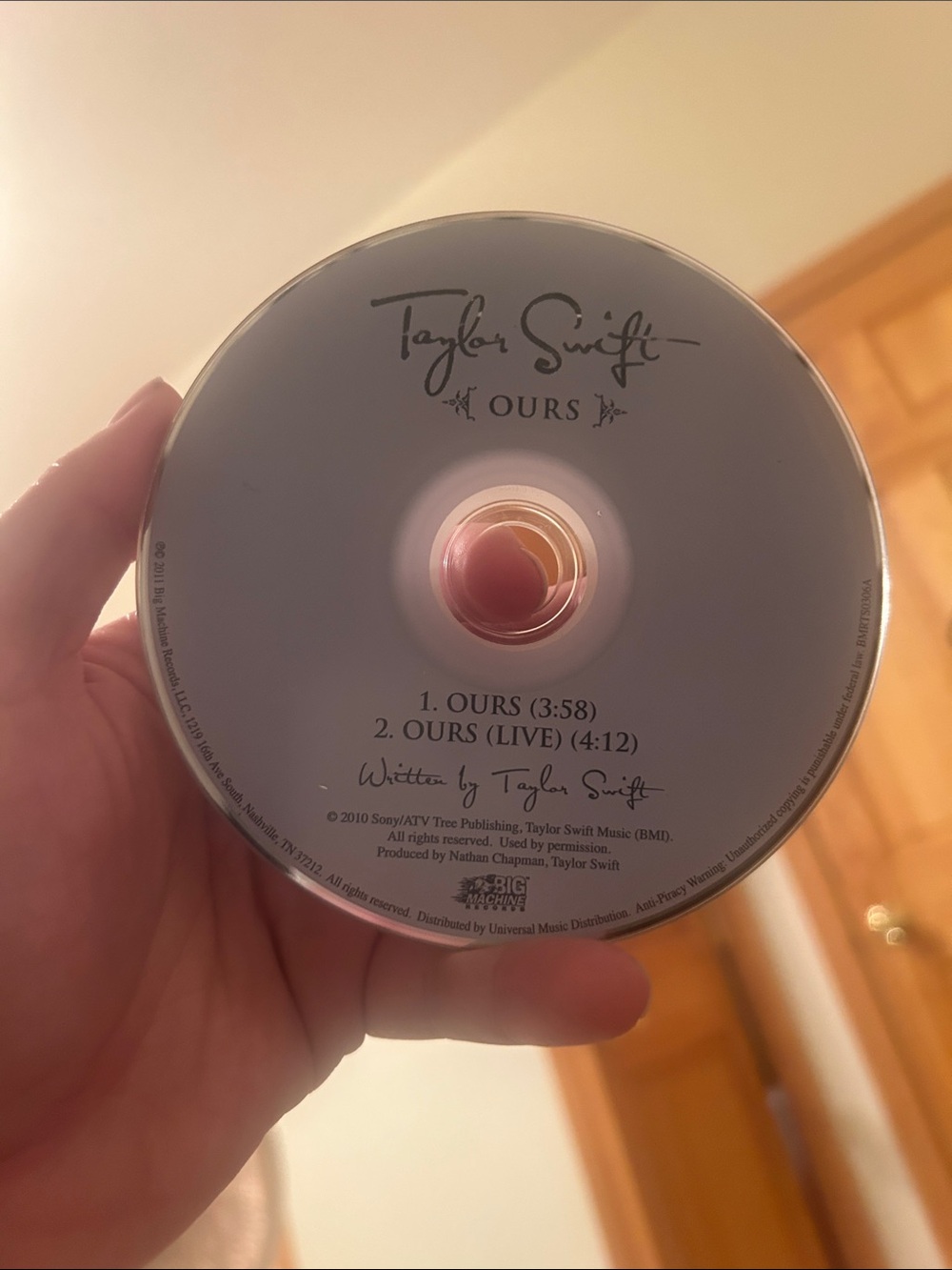 Taylor Swift Ours Single CD - Silver Gray
